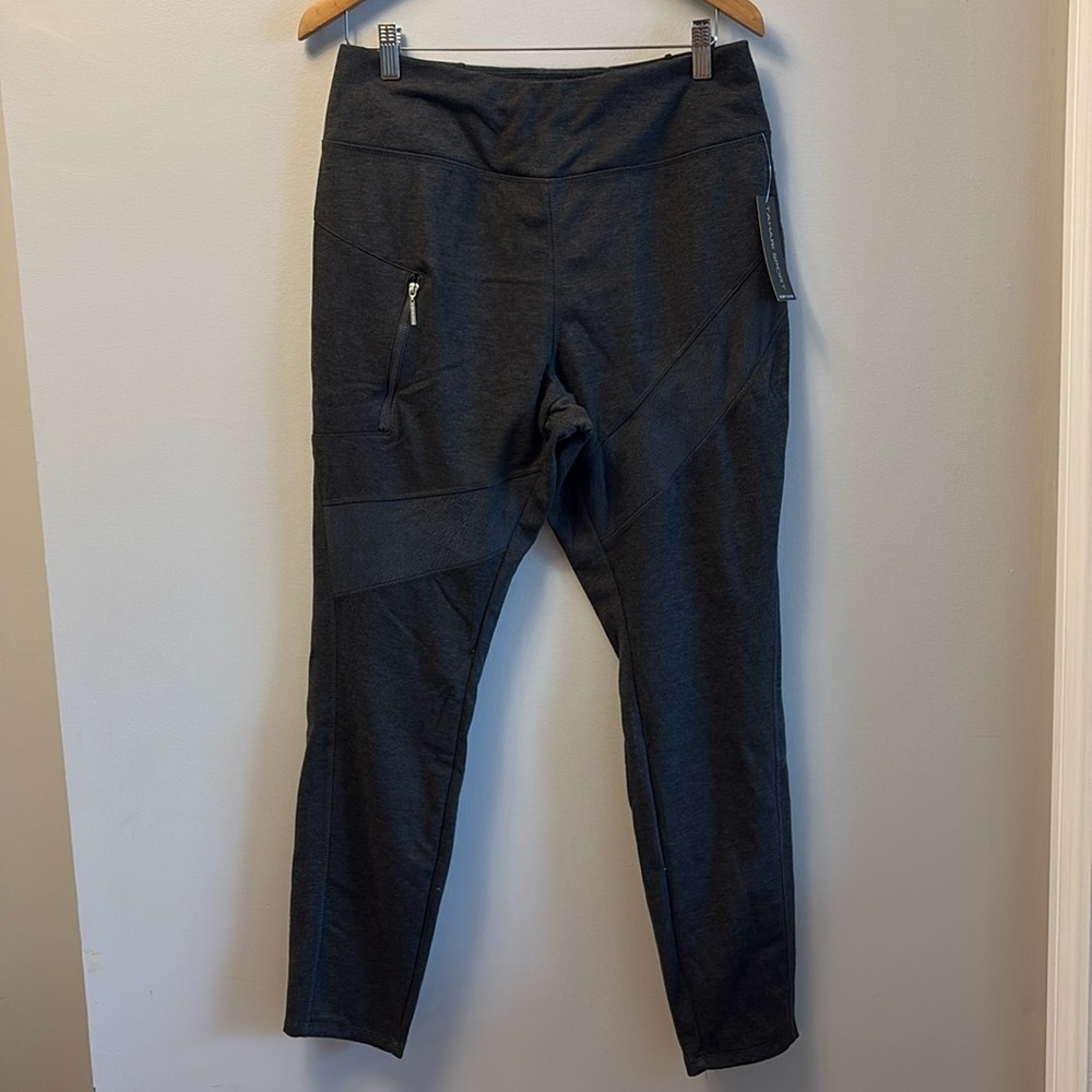 NWT Tahari Sport Grey Cotton Soft Fleece Lined Joggers Size 1X